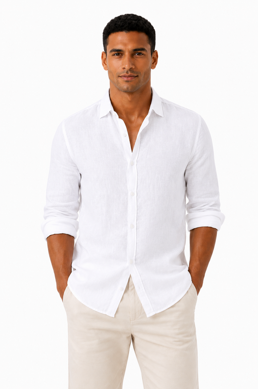 Camisas masculinas de manga comprida com botões
