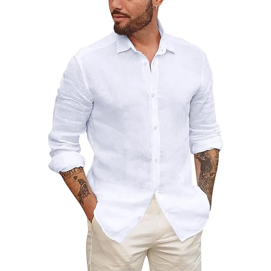 Camisas masculinas de manga comprida com botões
