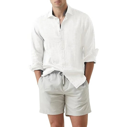 Camisa de verão para praia em algodão e linho