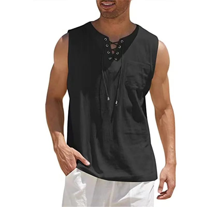 Camisas masculinas casuais de algodão e linho