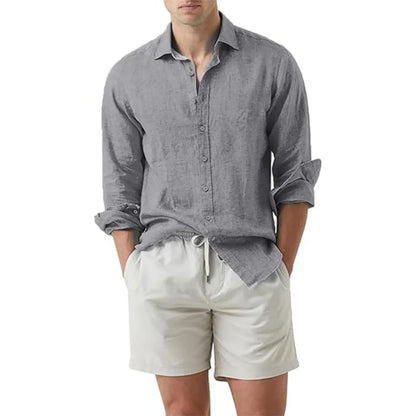 Camisa de verão para praia em algodão e linho