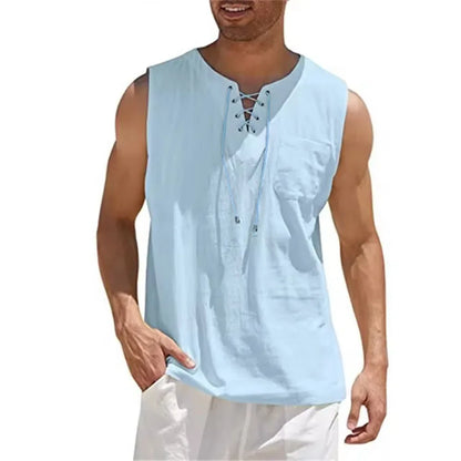 Camisas masculinas casuais de algodão e linho