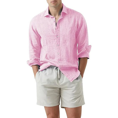Camisa de verão para praia em algodão e linho