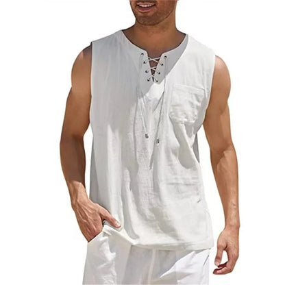 Camisas masculinas casuais de algodão e linho